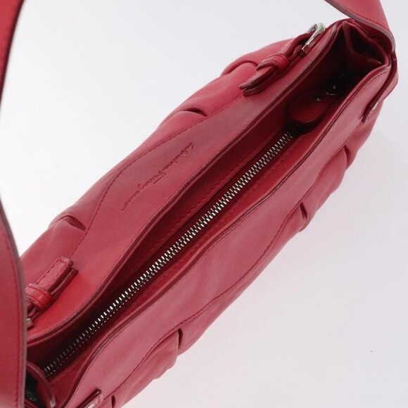 Salvatore Ferragamo Gancini Shoulder Bag Leather Pink Silver Auth - Picture 6 of 16